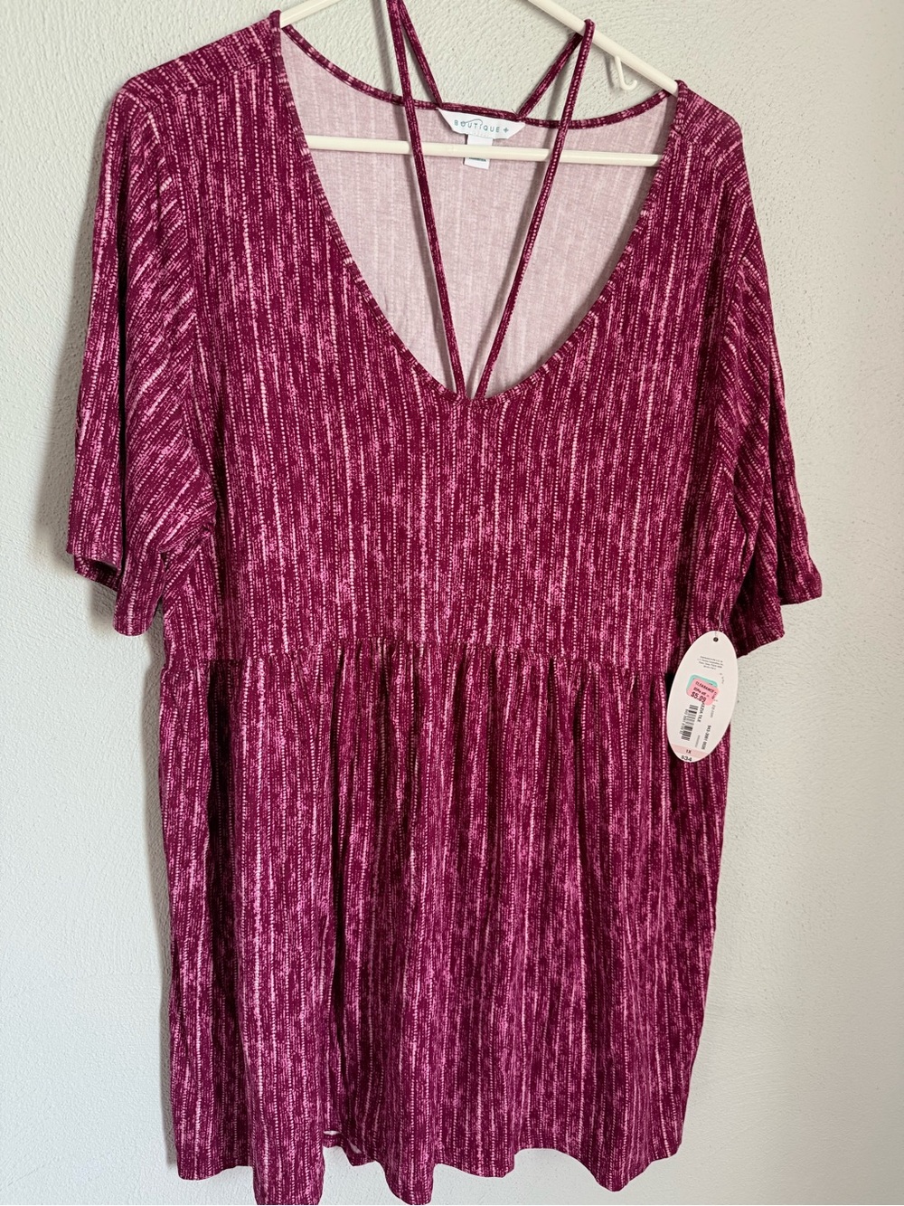 Wine-Pink V-Neck Strappy Mini Dress
